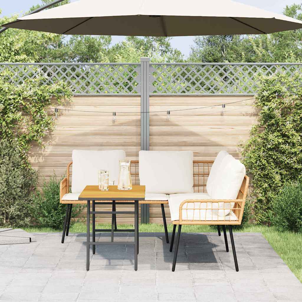 2-teiliges Garten-Sofa-Set mit Kissen aus natürlichem Poly-Rattan